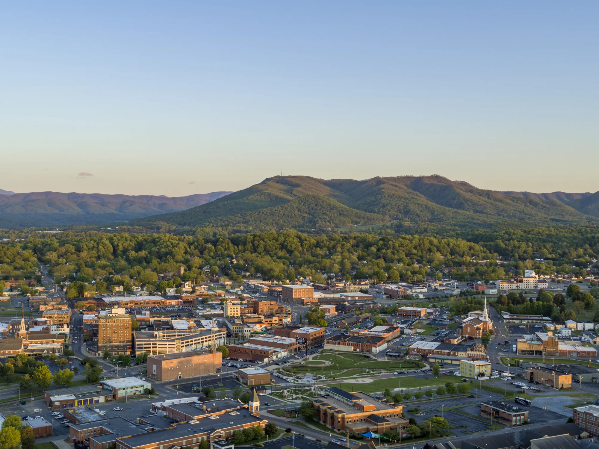 Johnson City, TN with the mountains beyond